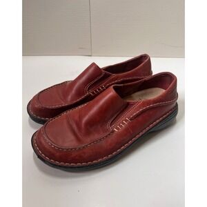 Merrell Tetra Moc Red Bean Leather Slip On Loafers Shoes Womens 8.5 40388